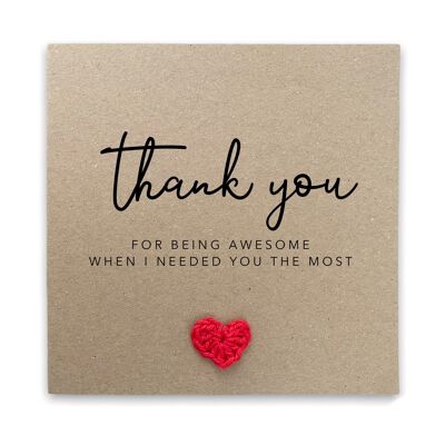 Tarjeta de agradecimiento, gracias por ser tan impresionante cuando más lo necesitaba, tarjeta de agradecimiento para mejor amigo, tarjeta de felicitación de agradecimiento para amigo (SKU: TY009B)
