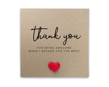 Carte de remerciement, merci d'être si génial quand j'avais le plus besoin de vous, carte de remerciement meilleur ami, carte de vœux de remerciement ami (SKU : TY009B)