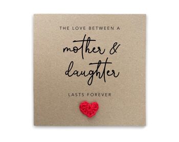 Carte de fête des mères fille, l'amour entre mère et fille dure pour toujours, carte de fête des mères de fille, fille de mères (SKU : MD041B)