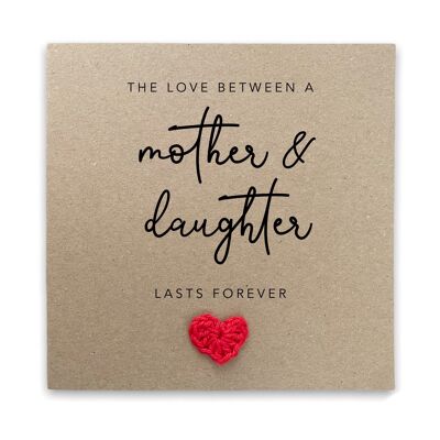 Tarjeta del día de la madre de la hija, el amor entre madre e hija dura para siempre, tarjeta del día de la madre de la hija, hija de la madre (SKU: MD041B)
