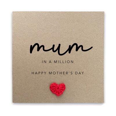 Mothers Day Card, Mum In A Million Happy Mothers Day, Happy Mothers Day Card From Daughter, From Son, Mum Day Cards, Special Mum Card (SKU: MD12 B)