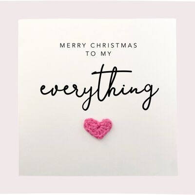 Merry Christmas To My Everything - Tarjeta de Navidad simple para pareja, esposa, esposo, novia, novio - Tarjeta de Navidad rústica para ella / él (SKU: CH019W)