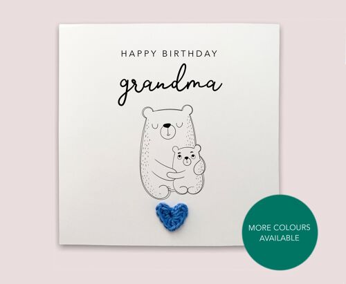 Happy Birthday grandma card - Birthday Card for nanny birthday from baby son daughter grandson granddaughter bear card  - Send to recipient (SKU: BD207W)