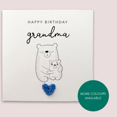 Happy Birthday grandma card - Birthday Card for nanny birthday from baby son daughter grandson granddaughter bear card  - Send to recipient (SKU: BD207W)