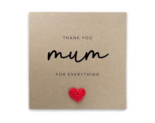Mum Thank You Card, Cute Mothers Day Card, Best Mum Card, Mom Card, Card For Mum Thank You, Mum Card From Son, From Daughter , Mothers Day (SKU: MD4 B)