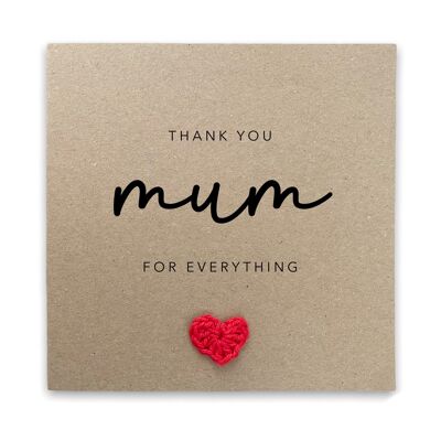 Mum Thank You Card, Cute Mothers Day Card, Best Mum Card, Mom Card, Card For Mum Thank You, Mum Card From Son, From Daughter , Mothers Day (SKU: MD4 B)