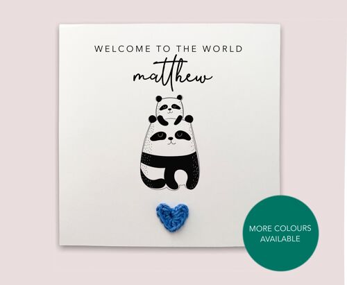 Personalised New Born baby welcome to the world - Simple new baby Card new born baby card for boy / girl panda cute - Send to recipient (SKU: BD196W)