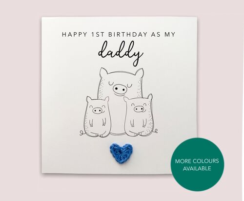 Happy 1st Birthday As My Daddy, First Birthday As My Daddy Twins Card, First Birthday Card, Panda Birthday Card, Birthday card Twins (SKU: BD209W)