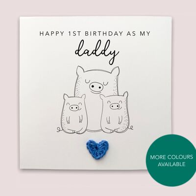 Happy 1st Birthday As My Daddy, First Birthday As My Daddy Twins Card, First Birthday Card, Panda Birthday Card, Birthday card Twins (SKU: BD209W)