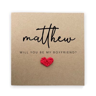 Personalised Will you be my boyfriend - Will you be my boyfriend card - To be Boyfriend Card - Handmade - Send to Recipient (SKU: VD31B)