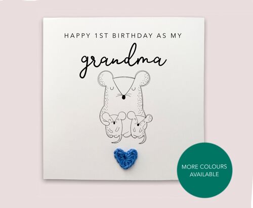 Happy 1st Birthday As My Grandma, First Birthday As My Grandma Twins Card, First Birthday Card, Panda Birthday Card, Birthday Card Twins (SKU: BD210W)