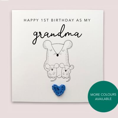Feliz 1er cumpleaños como mi abuela, primer cumpleaños como mi abuela tarjeta de gemelos, primera tarjeta de cumpleaños, tarjeta de cumpleaños de panda, tarjeta de cumpleaños gemelos (SKU: BD210W)