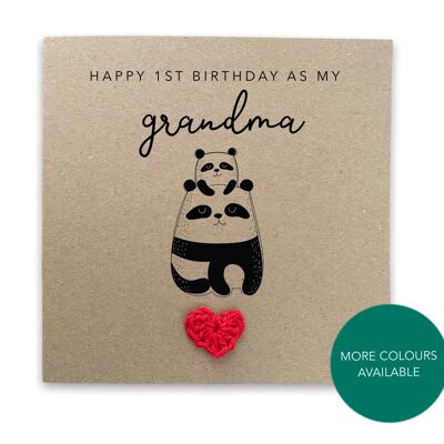 Happy 1st Birthday As My Grandma, First Birthday As My Grandma Card, First Birthday Card, Panda Birthday Card, Cute Birthday Card (SKU: BD218B)