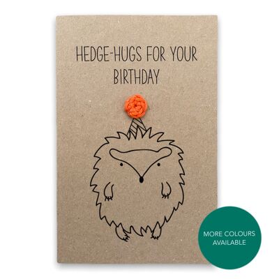 Divertente biglietto di auguri di compleanno Hedgehog Pun Card - biglietto di auguri di buon compleanno abbraccio animale - divertente gioco di parole - Biglietto per lei lui - Invia al destinatario (SKU: BD222B)