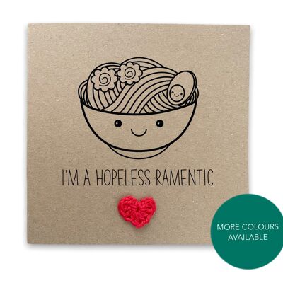 Ramen I love You card hopeless romantic Japanese Asian funny pun card for anniversary Valentine’s Day - Send to recipient (SKU: A045B)