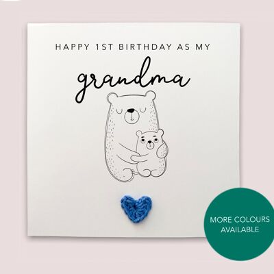 Feliz primer cumpleaños como mi abuela niñera nan - Tarjeta de cumpleaños simple para niñera abuela de bebé nieto nieta - Enviar al destinatario (SKU: BD106W)