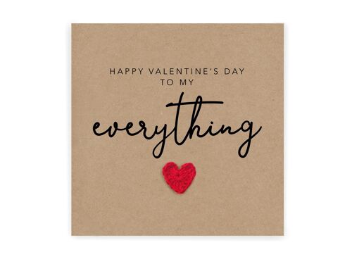 Happy Valentines To My Everything - Simple Valentines card for partner wife husband girlfriend boyfriend - Rustic Card for her / him (SKU: VD3B)