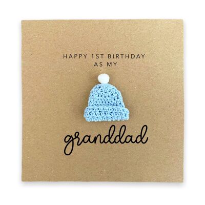 Buon 1° compleanno come mio nonno, biglietto di compleanno ricordo, biglietto di compleanno carino per il nonno dal bambino, biglietto di primo compleanno, 1° compleanno (SKU: BD248B)