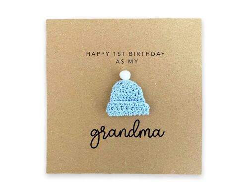 Happy 1st Birthday as my grandma  - Simple bear Birthday Card for grandma nan gran from baby son daughter - Send to recipient (SKU: BD246B)