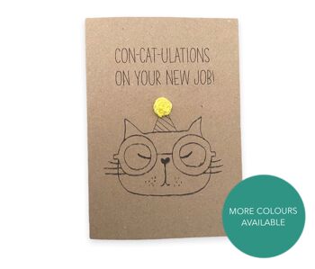 Funny New Job Cat Pun Card - Félicitations pour votre nouveau travail - Crochet fait à la main - Départ - Carte pour collègue - Amoureux des chats - Message à l'intérieur (SKU : BD227B) 1