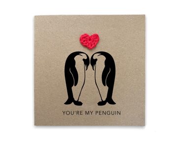 Vous êtes ma carte d'anniversaire de pingouin - Carte de mariage d'anniversaire de Valentines d'amour - Carte de pingouin - Bonne Saint Valentin - Je t'aime carte (SKU : A002B)