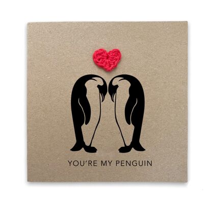 You're My Penguin Anniversary Card - Love Valentines Anniversary Wedding Card - Penguin Card - Happy Valentines Day - I love you card (SKU: A002B)