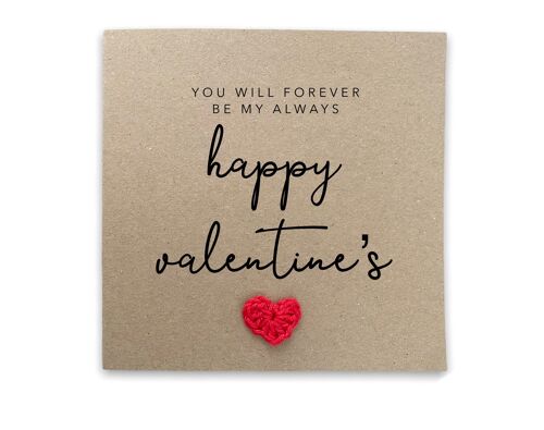 You Will Forever be my Always Valentines Day Card, Happy Valentines Day Card for Him, Cute Valentines Day Card for Her, Romantic Card (SKU: VD8B)