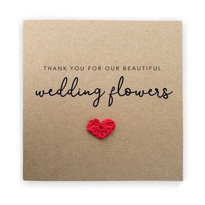 Tarjeta de agradecimiento de florista, tarjeta de agradecimiento de boda para florista, gracias por nuestras hermosas flores de boda, agradecimiento de boda simple (SKU: WC006B)