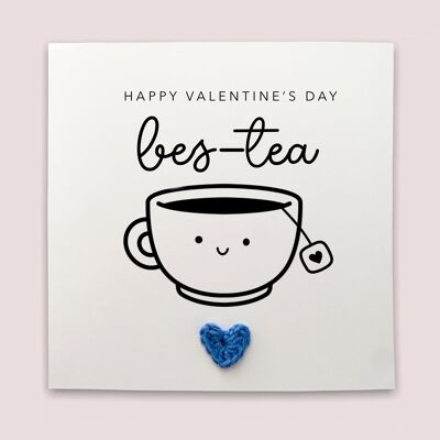 Best Friend Valentine Card For Her, Galentines Day Card For Best Friend, Happy Valentines Day Best-Tea, Funny Bestie Valentines Card, Bestie (SKU: VD19W)