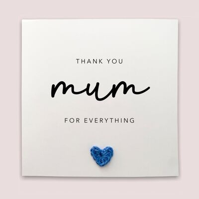 Mum Thank You Card, Cute Mothers Day Card, Best Mum Card, Mom Card, Card For Mum Thank You, Mum Card From Son, From Daughter , Mothers Day (SKU: MD4 W)