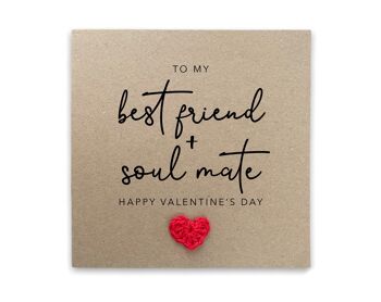 Happy Valentines To My Best friend Soulmate Card, Saint Valentin pour partenaire, Galentines Day For Your Bestie, Girlfriend, Boyfriend, Card (SKU: VD23B)