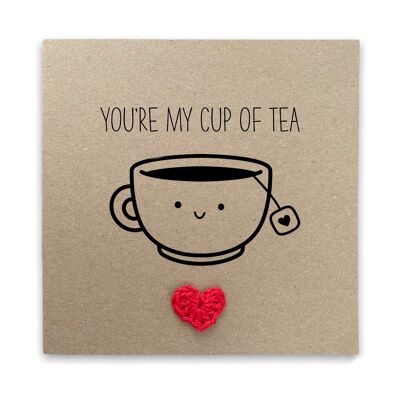 Tu es ma tasse de thé Carte drôle Anniversaire Saint Valentin Carte pour petit ami Carte pour petite amie Carte pour mari Kawaii Carte Saint Valentin (SKU: VD27B)