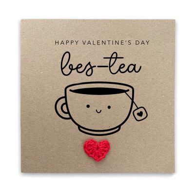 Tarjeta de San Valentín de la mejor amiga para ella, tarjeta del día de Galentines para la mejor amiga, mejor té del día de San Valentín feliz, tarjeta de San Valentín de Bestie divertida, Bestie (SKU: VD28B)
