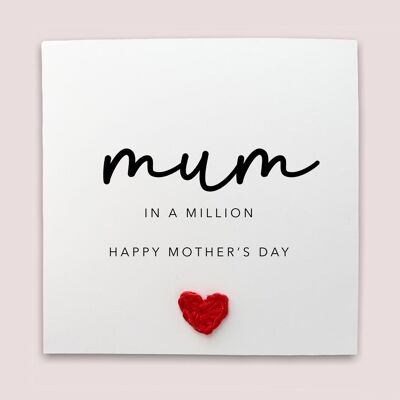 Muttertagskarte, Mum In A Million Happy Mothers Day, Happy Mothers Day Card From Daughter, From Son, Mum Day Cards, Special Mum Card (SKU: MD12W)