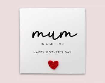 Carte de fête des mères, maman en un million, bonne fête des mères, carte de bonne fête des mères de la fille, du fils, cartes de fête des mères, carte spéciale maman (SKU : MD12W)