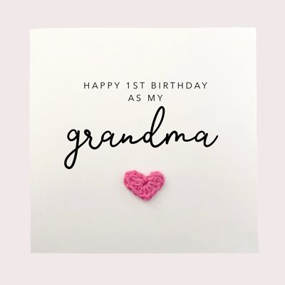 Buon 1° compleanno a mia nonna - Biglietto di compleanno semplice per la nonna dalla nipote Biglietto fatto a mano per lei - Invia al destinatario (SKU: BD040B)