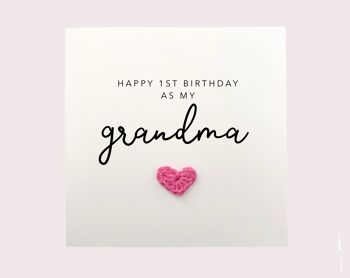 Joyeux 1er anniversaire à ma grand-mère - Carte d'anniversaire simple pour grand-mère de bébé petite-fille Carte faite à la main pour elle - Envoyer au destinataire (SKU : BD040B)