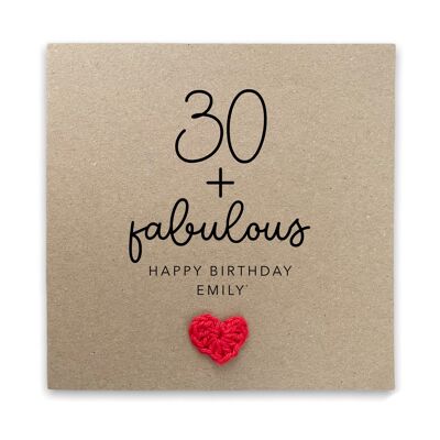 30 y fabuloso, feliz cumpleaños, cualquier nombre, tarjeta personalizada de 30 cumpleaños, cualquier edad, 30, 30, fabuloso a los 30, tarjeta de cumpleaños fabulosa (SKU: BD043B)