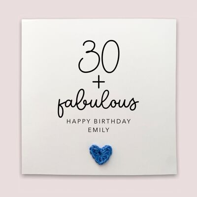 30 und fabelhaft, alles Gute zum Geburtstag, jeder Name, personalisierte 30. Geburtstagskarte, jedes Alter, 30, 30., fabelhaft um 30, fabelhafte Geburtstagskarte (SKU: BD043W)