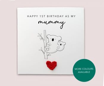 Joyeux 1er anniversaire comme ma maman - Carte d'anniversaire simple ours pour maman de bébé fils fille - Carte faite à la main pour elle - Envoyer au destinataire (SKU : BD062W)