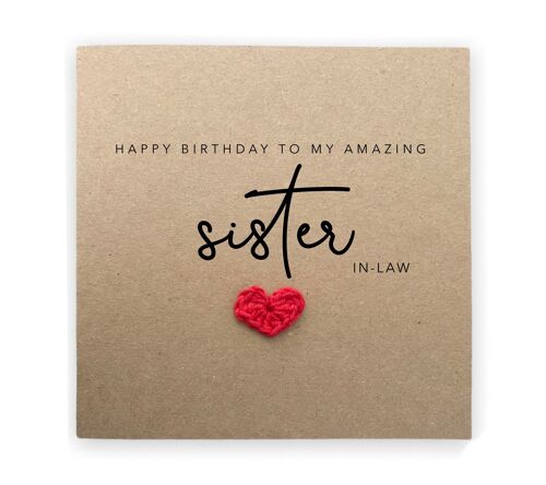 Sister In Law Birthday Card, For My Sister In Law On Your Birthday, Personalised Birthday Card For Sister In Laws, Sister In Law Card (SKU: BD067B)