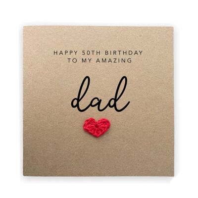 Happy 50th Birthday  to my amazing dad, Simple Birthday Card for dad, Card from daughter son, Birthday Card for Dad,  Send to recipient (SKU: BD071B)