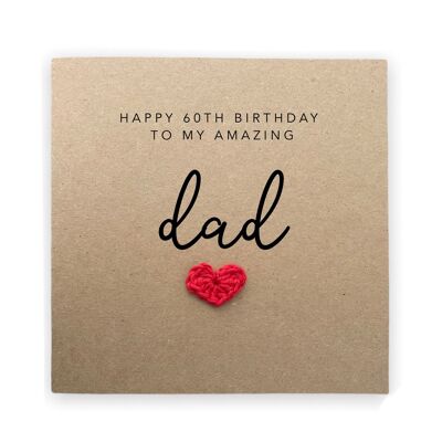 Feliz cumpleaños número 60 a mi increíble padre, Tarjeta de cumpleaños simple para papá, Tarjeta de hija hijo, Tarjeta de cumpleaños para papá, Enviar al destinatario (SKU: BD072B)