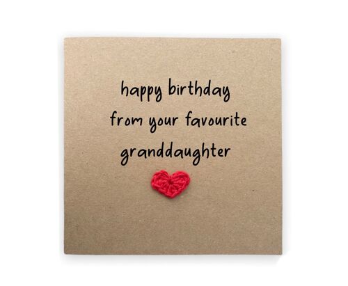 Happy Birthday From Your Favourite Granddaughter, Joke, Card For Grandma Grandad Gran Funny Rivalry Birthday Card, From Granddaughter (SKU: BD079B)