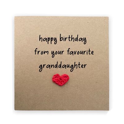 Joyeux anniversaire de votre petite-fille préférée, blague, carte pour grand-mère grand-père Gran Funny Rivalry Birthday Card, de la petite-fille (SKU : BD079B)