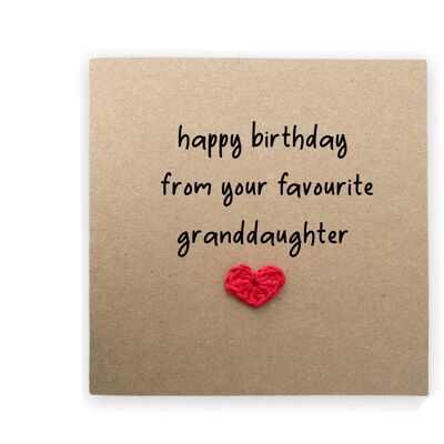 Happy Birthday From Your Favourite Granddaughter, Joke, Card For Grandma Grandad Gran Funny Rivalry Birthday Card, From Granddaughter (SKU: BD079B)