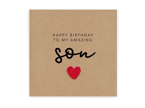 Happy Birthday to my amazing son, Simple Birthday Card for son, Card from mum, Birthday Card for Him, Card for Son,  Send to recipient (SKU: BD081B)