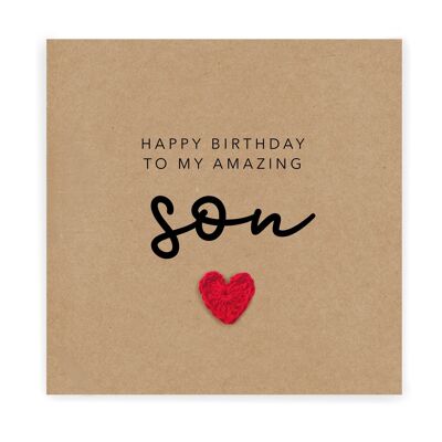 Happy Birthday to my amazing son, Simple Birthday Card for son, Card from mum, Birthday Card for Him, Card for Son,  Send to recipient (SKU: BD081B)