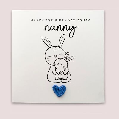 Tarjeta de feliz 1er cumpleaños Nanny Gran twins - Primera tarjeta de cumpleaños para el cumpleaños de Gran Nan de la primera tarjeta de cumpleaños de los gemelos - Enviar al destinatario (SKU: BD96W)