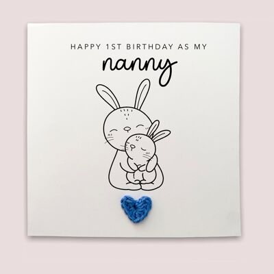 Happy 1st Birthday Nanny Gran twins card - First Birthday Card for Gran Nan birthday from twins first birthday card  - Send to recipient (SKU: BD96W)